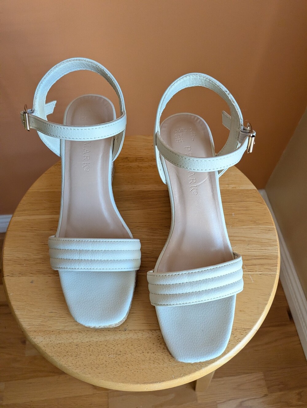 Primark White Ankle-Strap Sandals Size 7